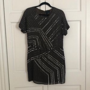 Greylin Metallic Grey/Silver beaded/sequin Dress